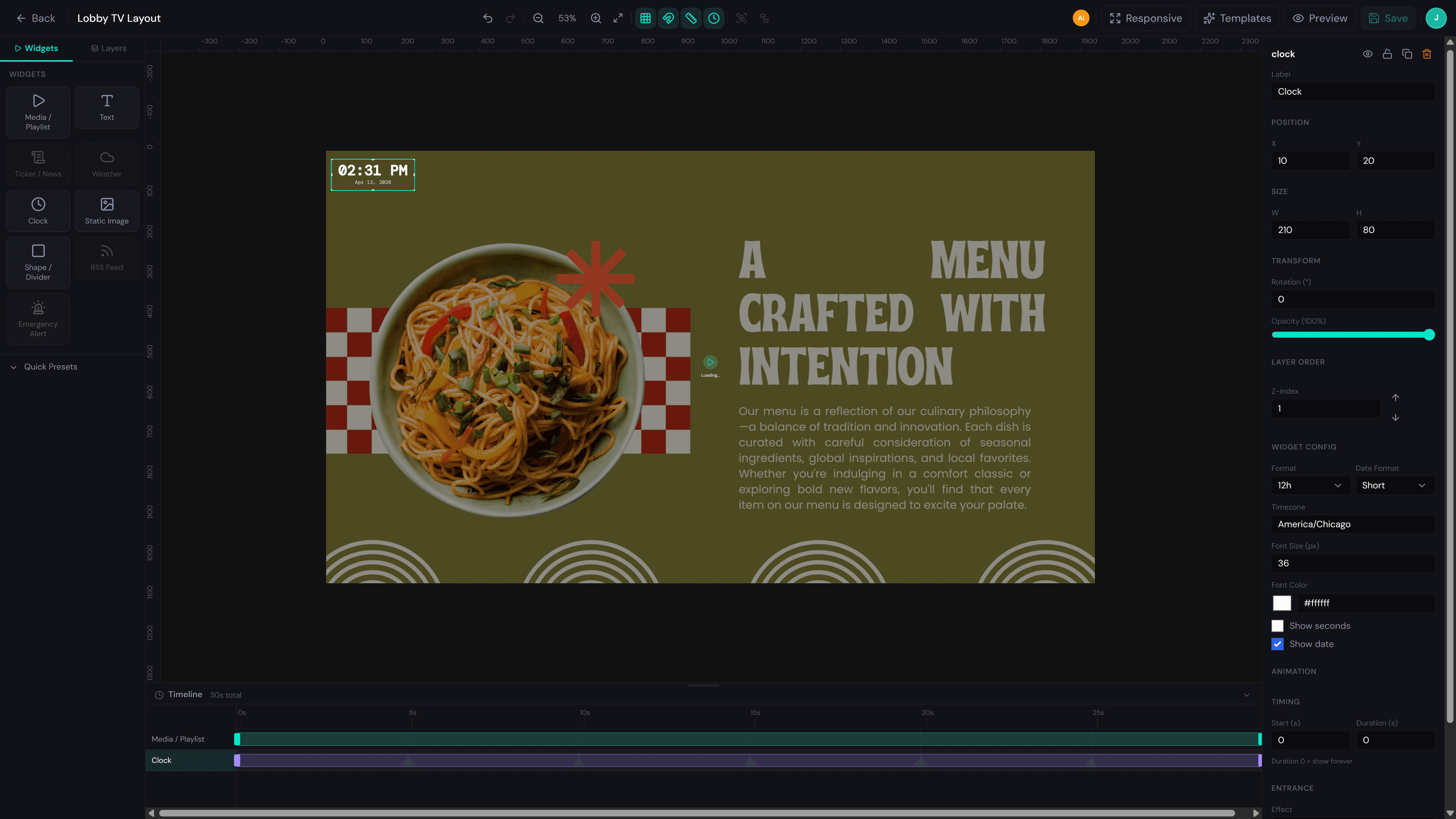 Everuna composition editor with timeline