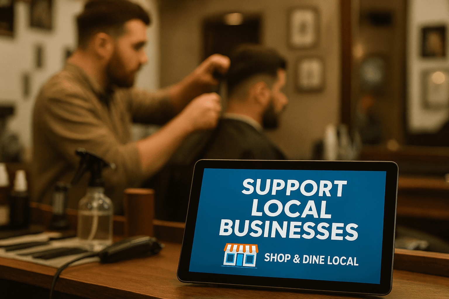 Barber shop digital signage advertising screen example